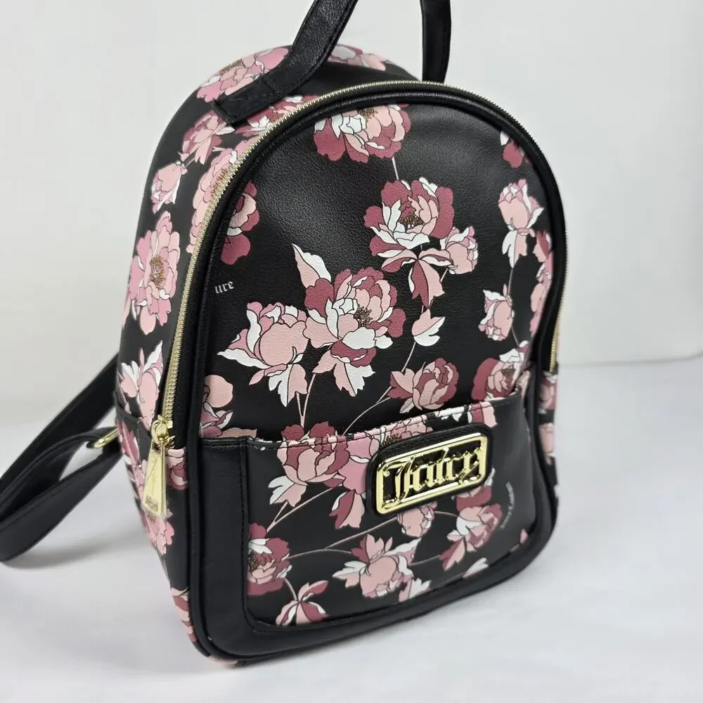 JUICY COUTURE Pretty Rose Rosie Floral Pink MINI Backpack Bag Front pouch